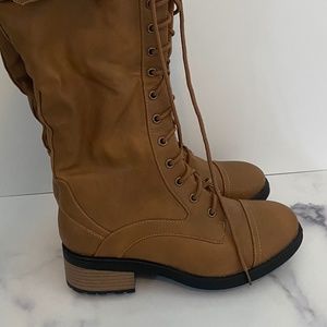 Dream Pair Faux Fur Lined Knee High Riding Boots Camel Size 8